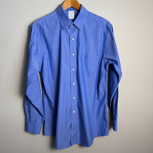 Brooks Brothers Classic Men's Long Sleeve Supima Cotton Button Up Shirt Blue 16 - Picture 1 of 14